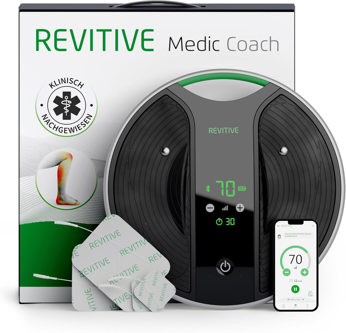 Revitive Muskel- & Nervenstimulationsgeräte, Schwarz, NEUER und VERBESSERTER Medic Coach® Smarter, Individuelle