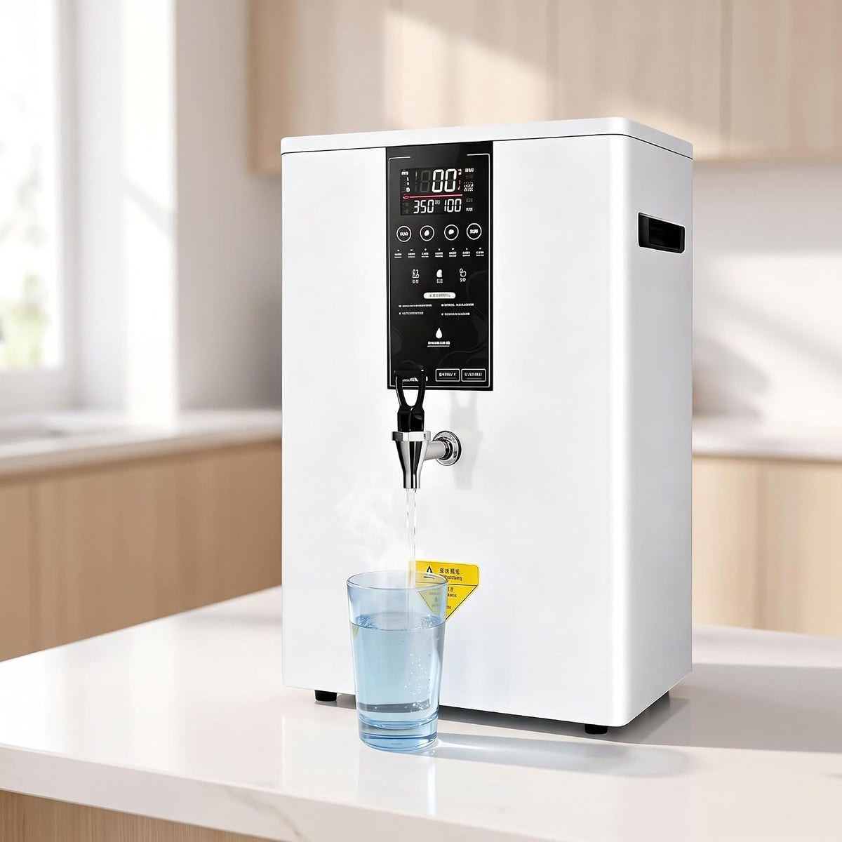 WHOOLEFUN Heisswasserspender, Schwarz, Gewerblicher, 50-liter-wasserboiler Mit Lcd-anzeige, 3000-w- Mit Stufenheizung