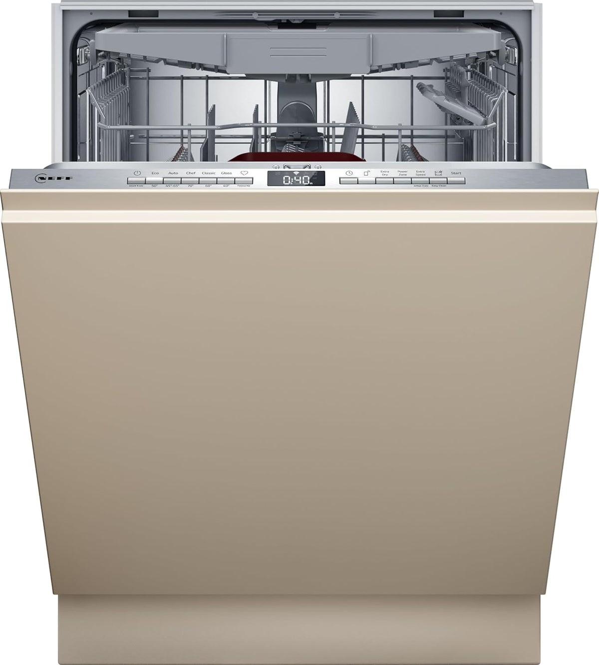 Neff Geschirrspüler, 60 cm, Silber, S155EVX04E, N 50, Smarter Vollintegriert, Besteckschublade, Flex II Korbsystem