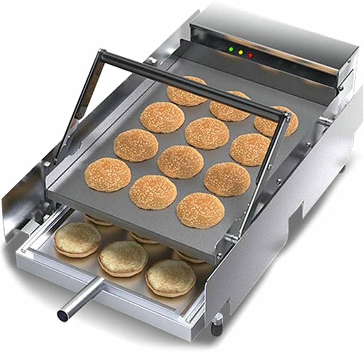 LYJYUJIE Grillautomaten, Schwarz, Vollautomatische Kommerzielle Hamburger-Grillmaschine, Doppelschicht-Toasterofen