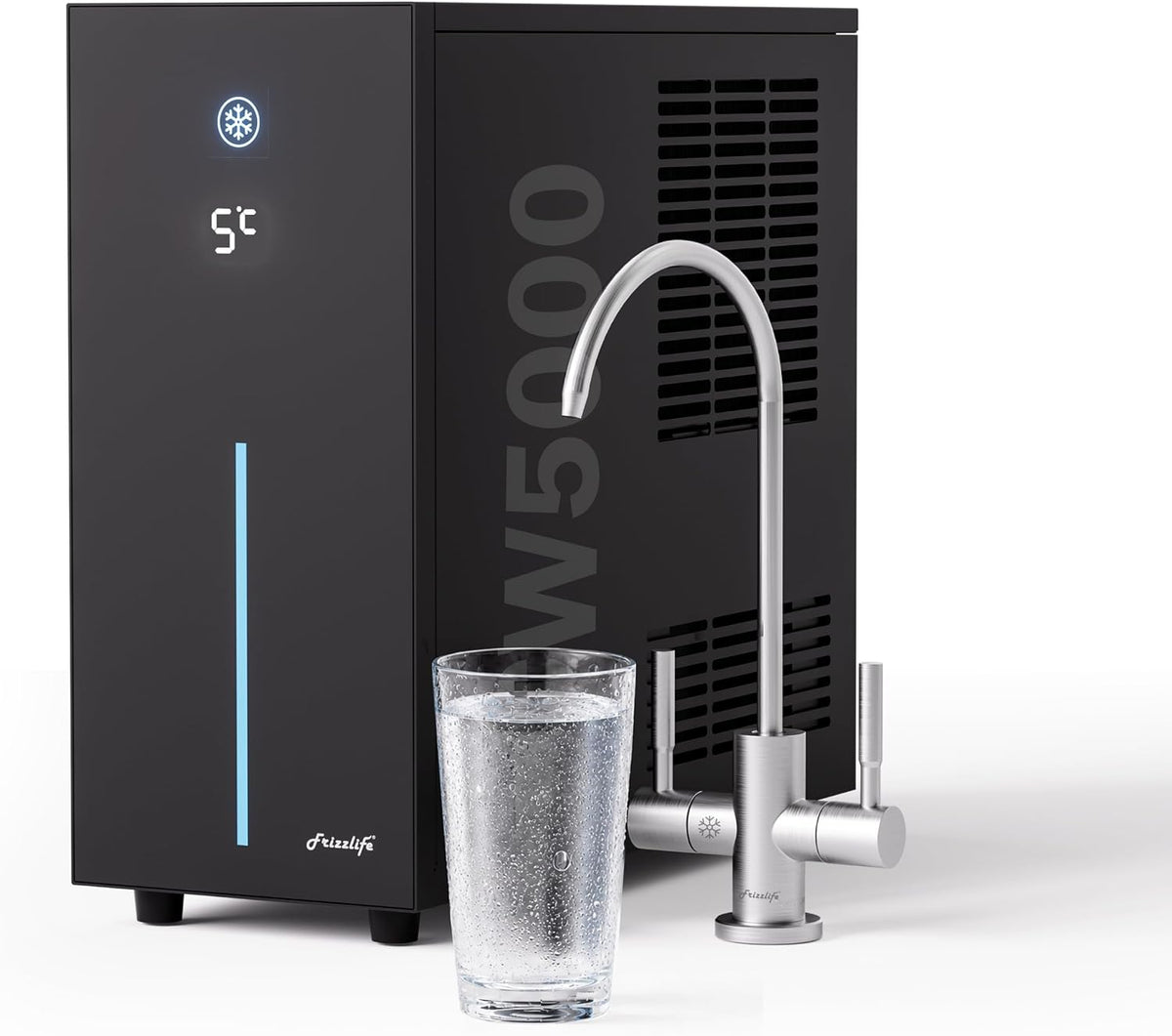 FRIZZLIFE Kühlschrank, Grau, CW5000 Untertisch Wasserkühler für Wasserfiltersysteme, Kalt- & zimmerwarmes Wasser