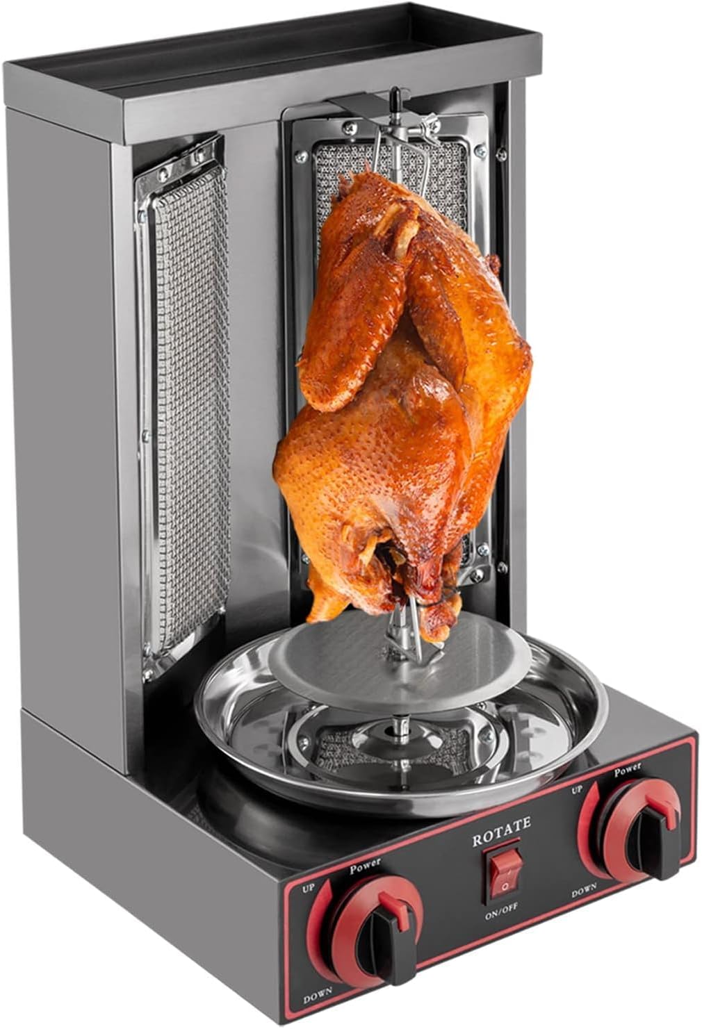vinnyooc Elektrogrill, Rostfreier Stahl, Silber, DöNergrill HäHnchengrill Kebab Maker Gyros Grill DöNerspiess
