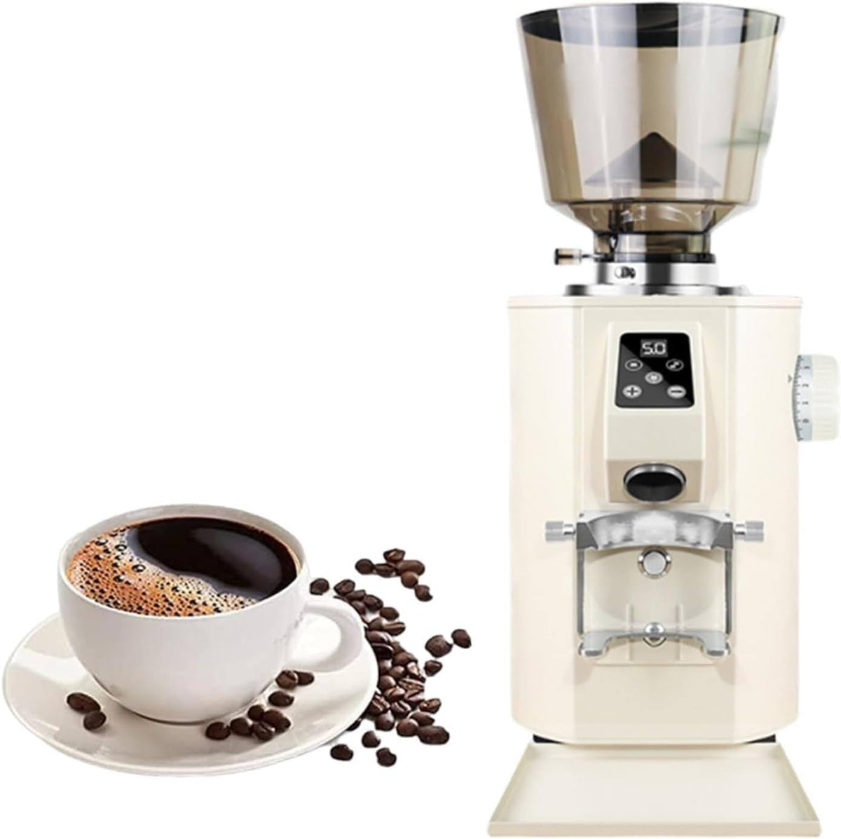 Kaffeemühle Elektrische Scheibenmühlen, 350 W, 64 mm, Schwarz, mit flachem Grat, mit 9 Mahlgradeinstellungen, Dual-Dosiermodi