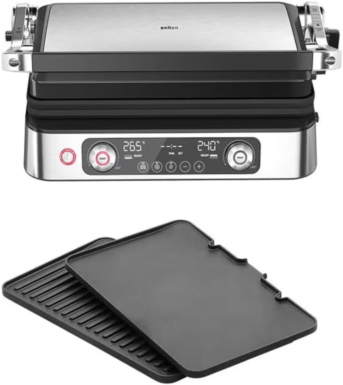 Braun Elektrogrill, 2200 W, Braun/Schwarz/Silber, MultiGrill 9 Pro CG 9140, mit 2 Unabhängigen Thermostaten, 3 Kochpositionen