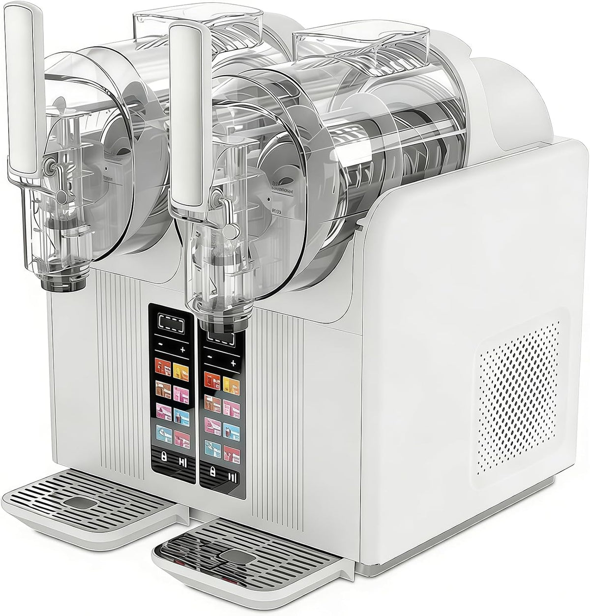 SHUMIAO Eismaschine, Weiss, Slush-Maschine und Softeismaschine 2 in 1, Profi Slush Ice Maker mit Doppelbehälter